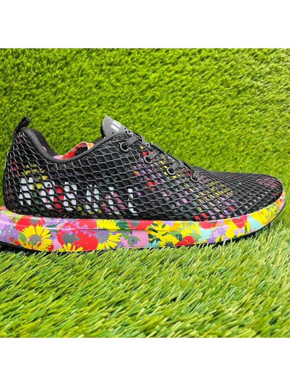 Nobull Mesh Runner Floral Mens Size 9.5 Black Athletic Training Shoes Sneakers